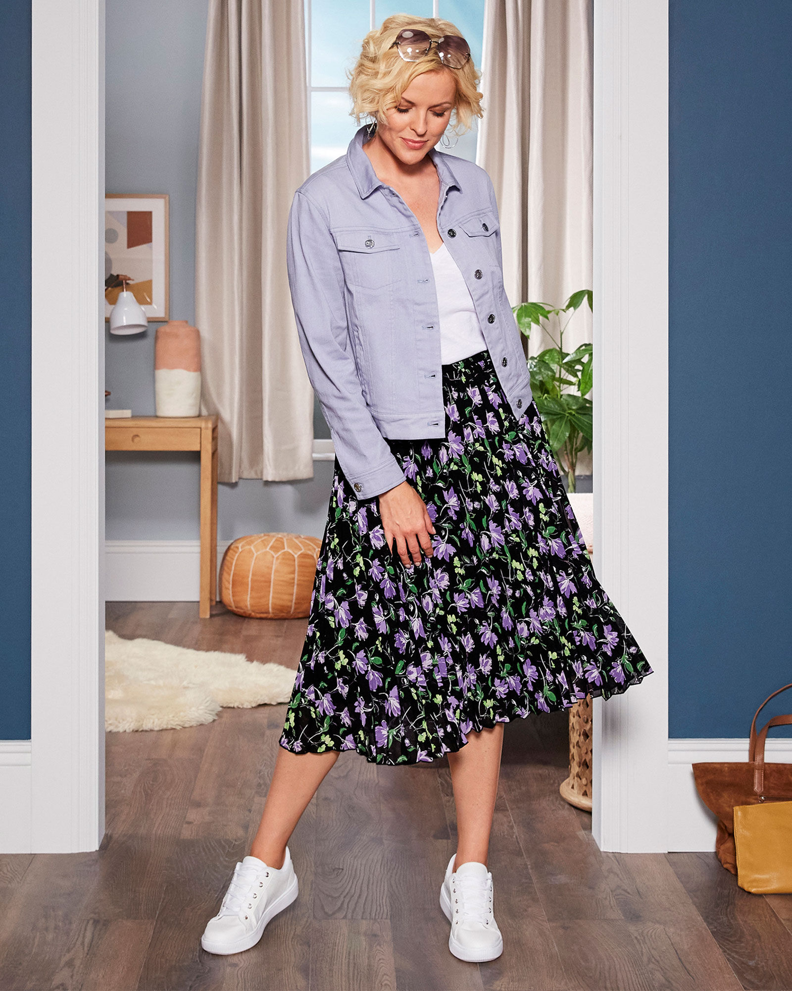 Swishy Pleated Midi Skirt at Cotton Traders