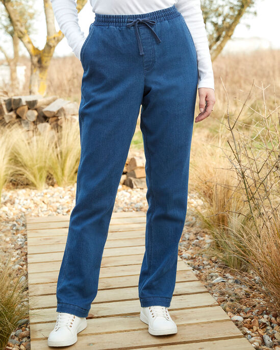 Stretch Denim Pull-On Trousers
