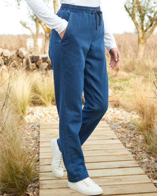 Stretch Denim Pull-On Trousers