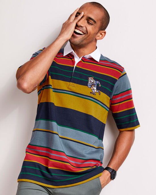 Short Sleeve Embroidered Stripe Rugby Shirt