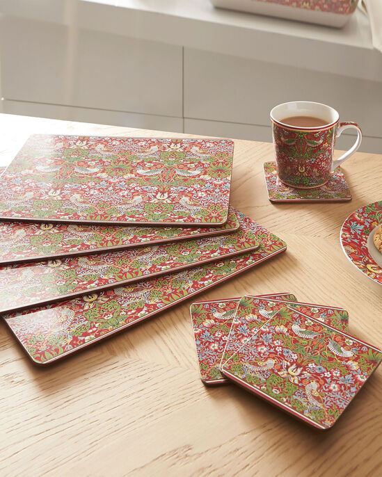 William Morris Strawberry Thief Set of 4 Placemats and 4 Coasters
