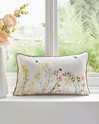 Embroidered Golden Meadow Cushion