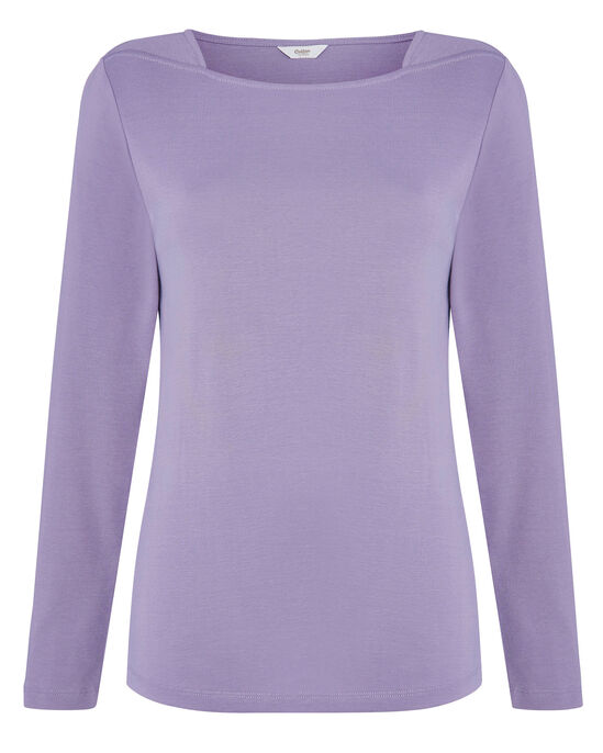 Wrinkle Free Long Sleeve Square Neck Jersey Top