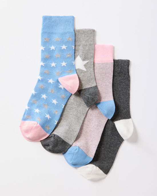 4 Pack Comfort Top Star Socks