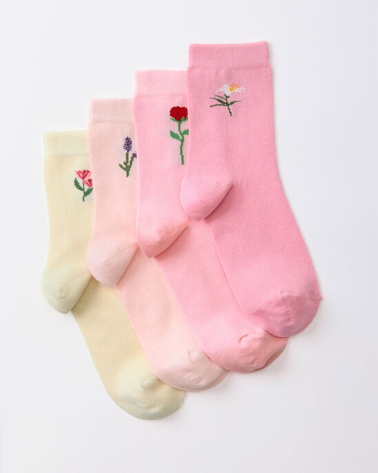 4 Pack Comfort Top Flower Socks