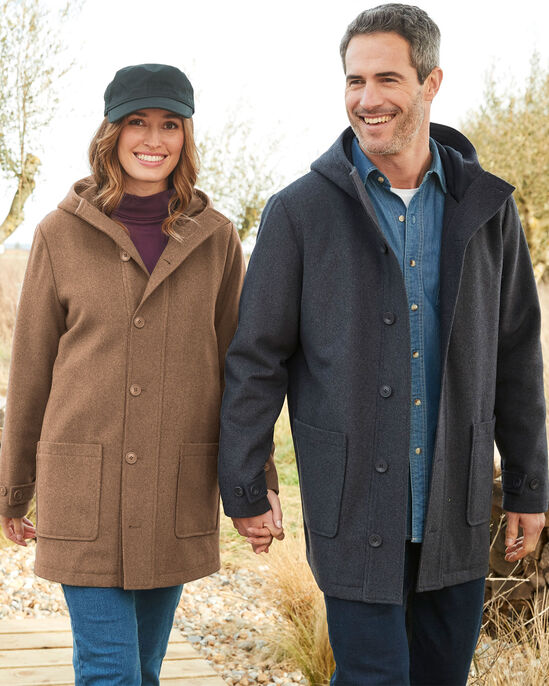 Wool-Look Hooded Coat