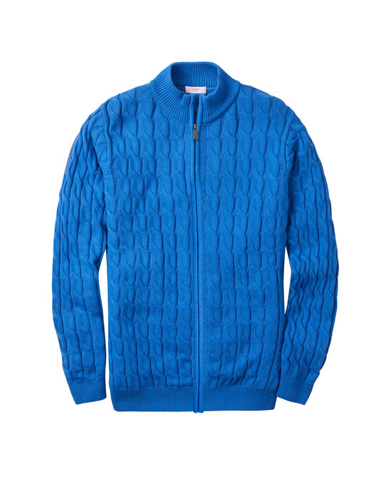 Cotton Cable Knit Zip-Through Cardigan