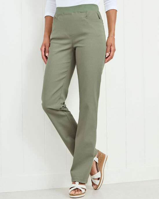 Premium Pull-On Twill Straight-Leg Jeans