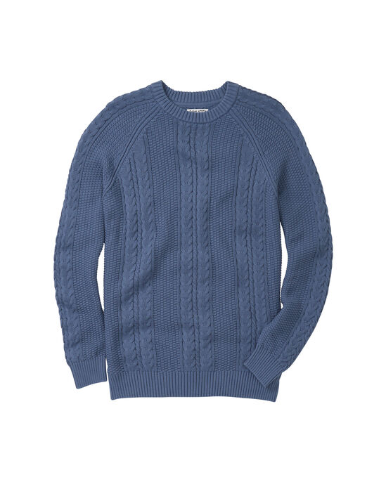 Cotton Textured Cable Crew Neck Jumper