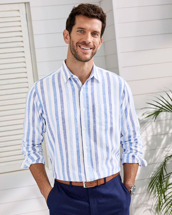 Long Sleeve Linen-Blend Shirt