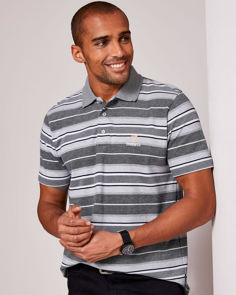 Guinness™ Short Sleeve Birdseye Stripe Polo Shirt at Cotton Traders