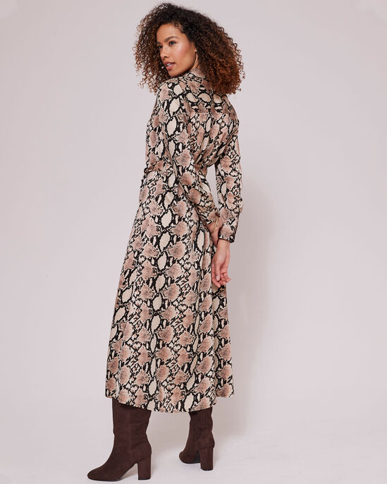 Satin Print Maxi Shirt Dress