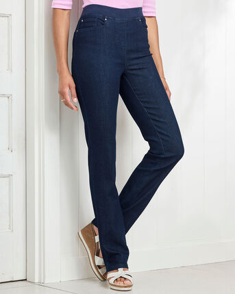 Premium Pull-On Straight-Leg Jeans