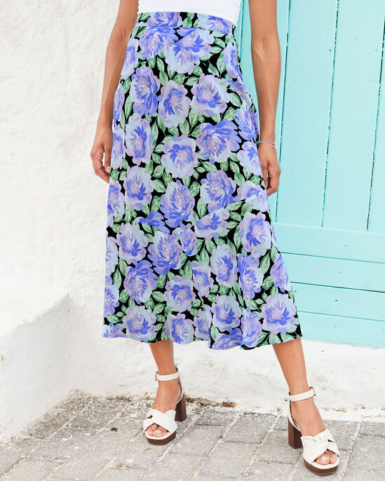 Camellia Bias-Cut Printed Maxi Skirt