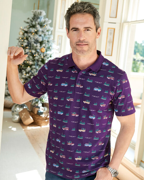 Christmas Print Polo Shirt
