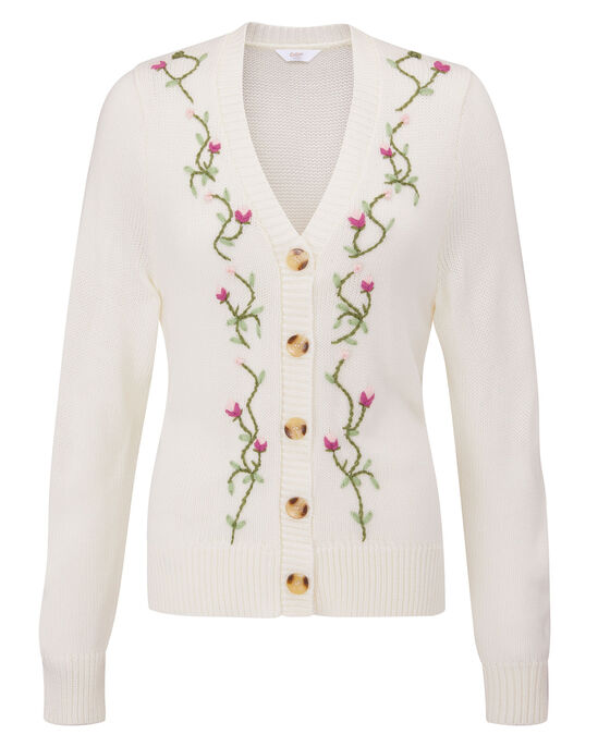 Embroidered Button Cardigan