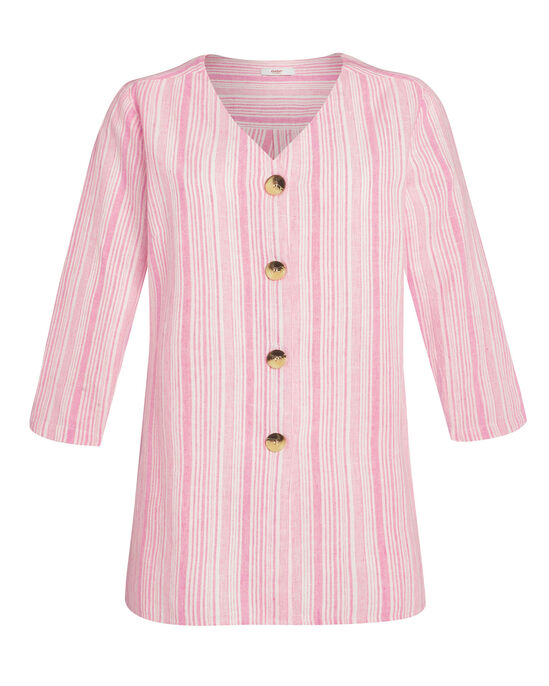 Candy Stripe Cotton-Linen Overshirt