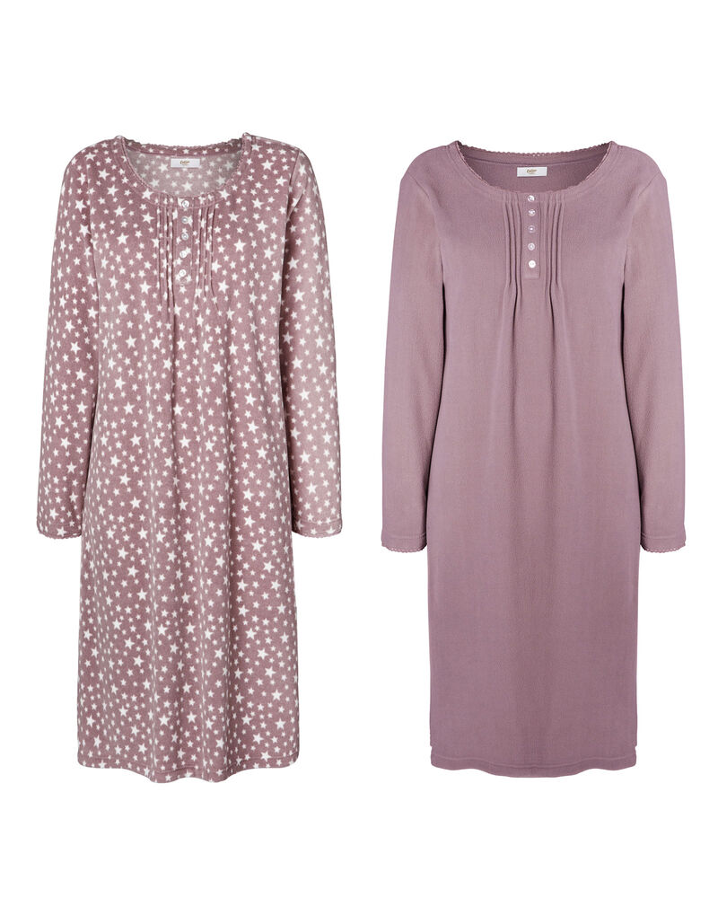 2 Pack Fleece Nightdresses at Cotton Traders