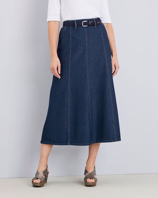 Jersey Denim Pull-On Maxi Skirt