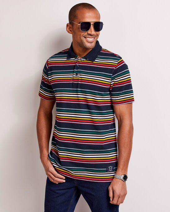 Short Sleeve Birdseye Stripe Polo Shirt