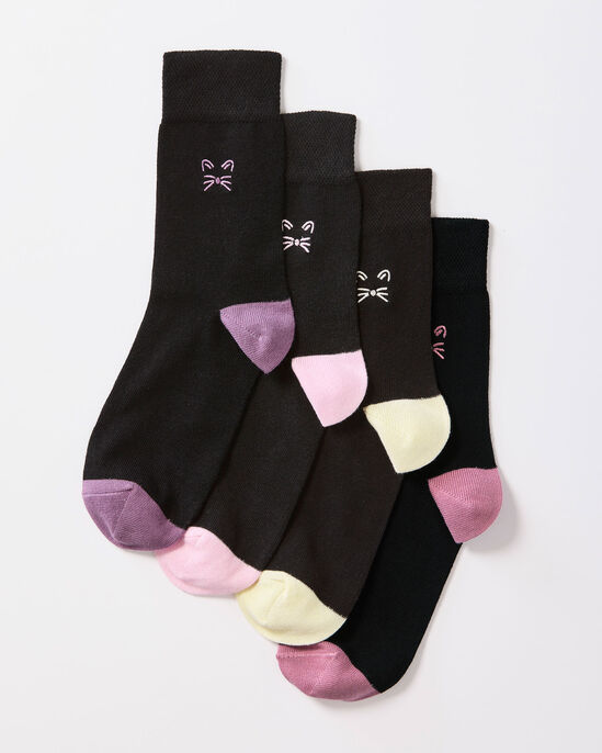 4 Pack Comfort Top Cat Embroidery Socks