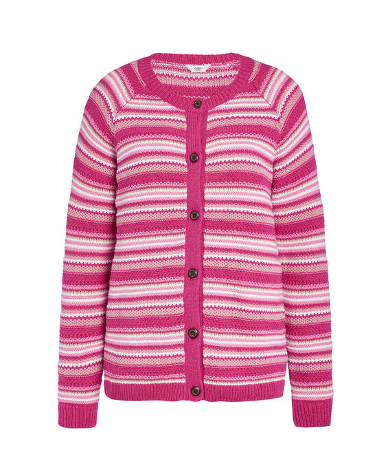 Easy Stripe Button Cardigan