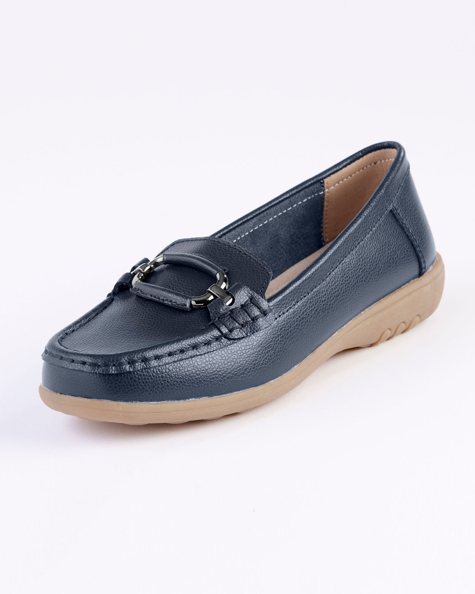 Leather Ring Detail Loafers at Cotton Traders