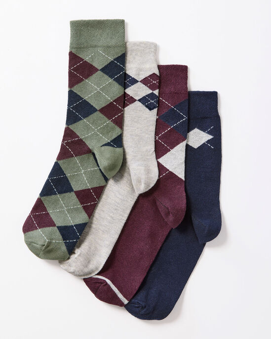 4 Pack Comfort Top Argyle Socks
