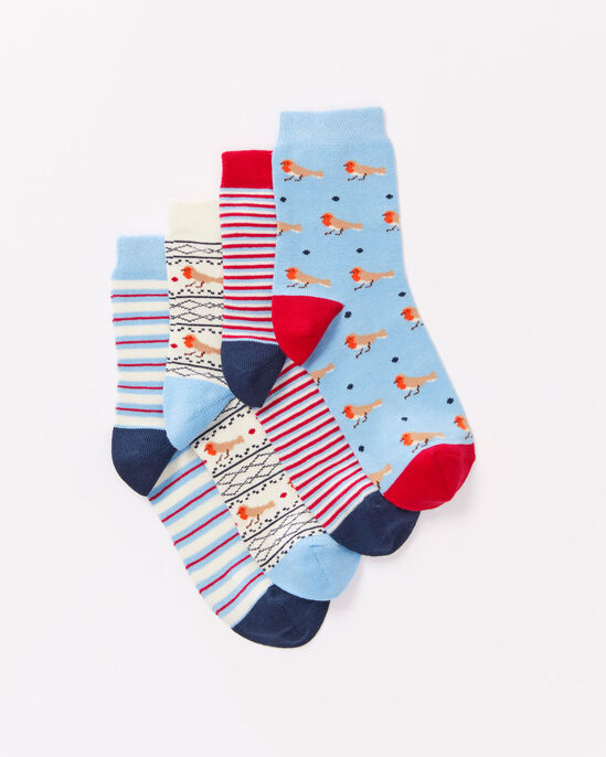 4 Pack Comfort Top Novelty Socks