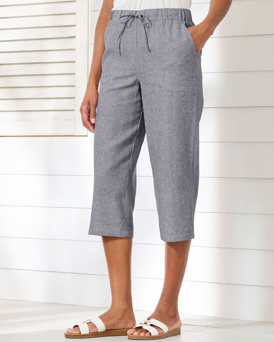 Linen-Blend Relaxed Fit Crop Trousers