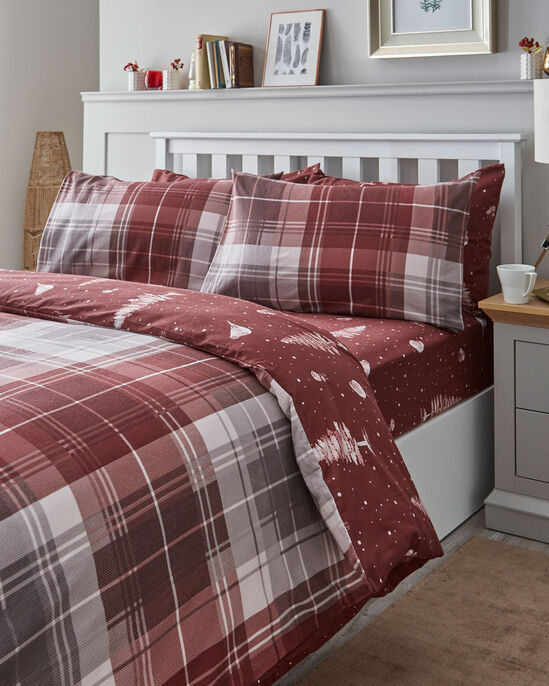 Winter Robin Check Brushed Cotton Duvet Set