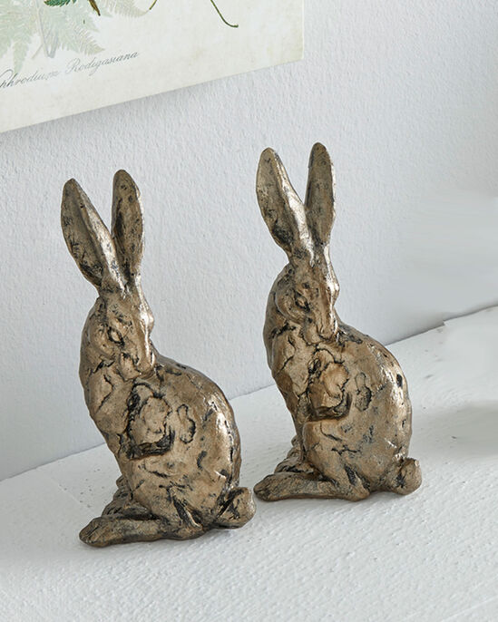 Pack of 2 Sitting Hare Ornaments