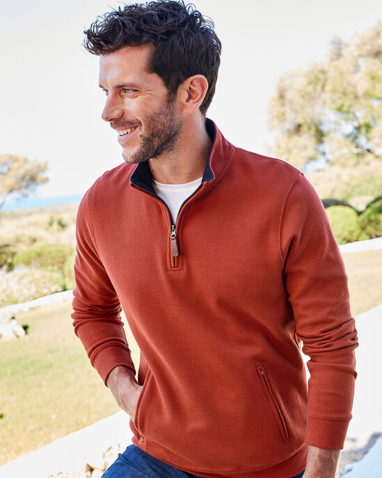 Half Zip Brushed Rib Top