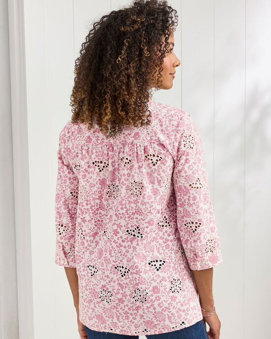 Print Broderie Pintuck Blouse