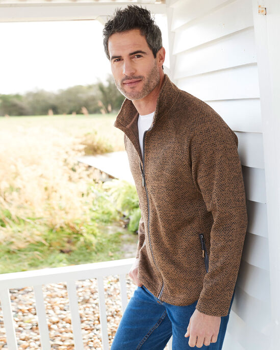 Herringbone Knitted Fleece Jacket