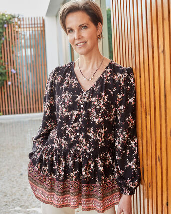 Crinkle Peplum Blouse