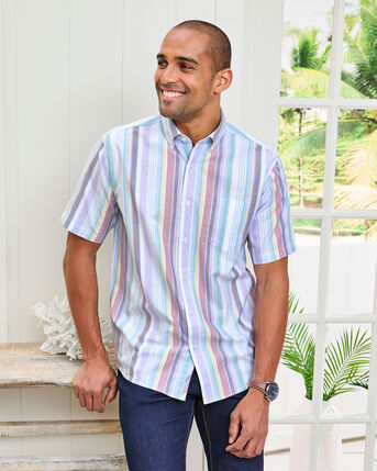 Short Sleeve Patterned Oxford Shirt