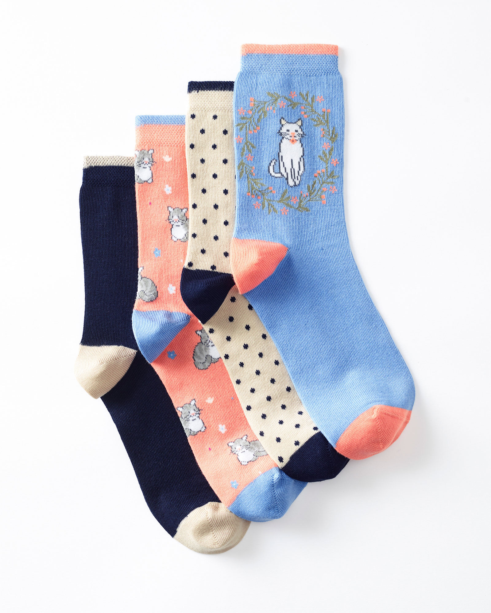 4 Pack Soft Touch Cat Socks
