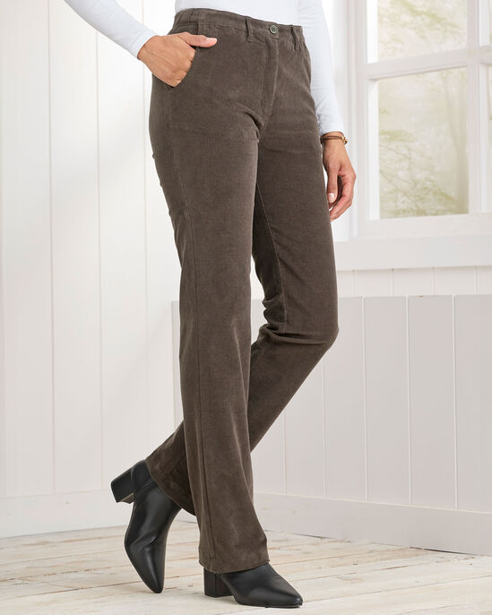 Adjustable Waist Straight-Leg Cord Trousers