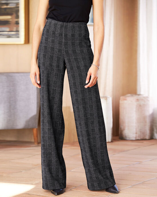 In-Check Wide Leg Jersey Pull-On Trousers