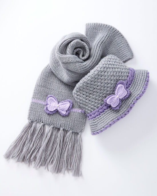 Knitted Butterfly Hat and Scarf Set