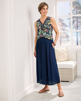 Pull On Crinkle Maxi Skirt