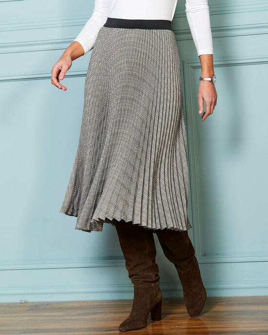 Check-Me-Out Pleated Midi Skirt