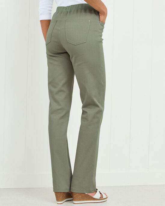Premium Pull-On Twill Straight-Leg Jeans