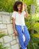 Short Sleeve Tie-Front Crinkle Top