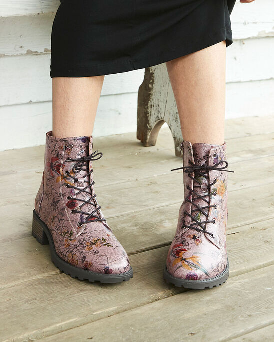 Floral Lace-Up Boots