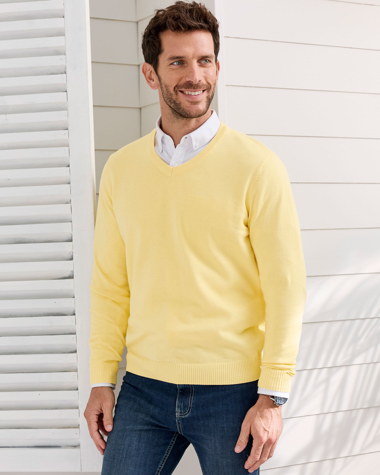 Cotton v neck jumper mens hotsell