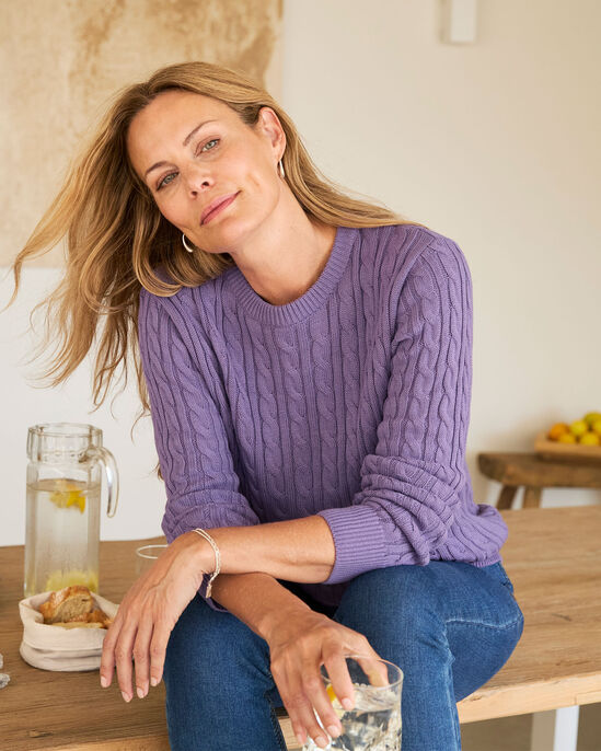 Cotton Cable Crew Neck Jumper