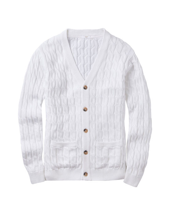 Cotton Cable Knit Button-Through Cardigan
