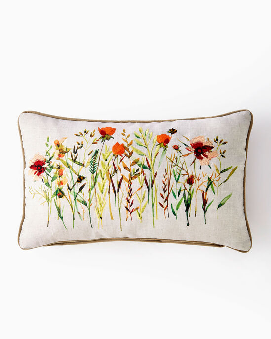 Embroidered Rustic Flower Cushion